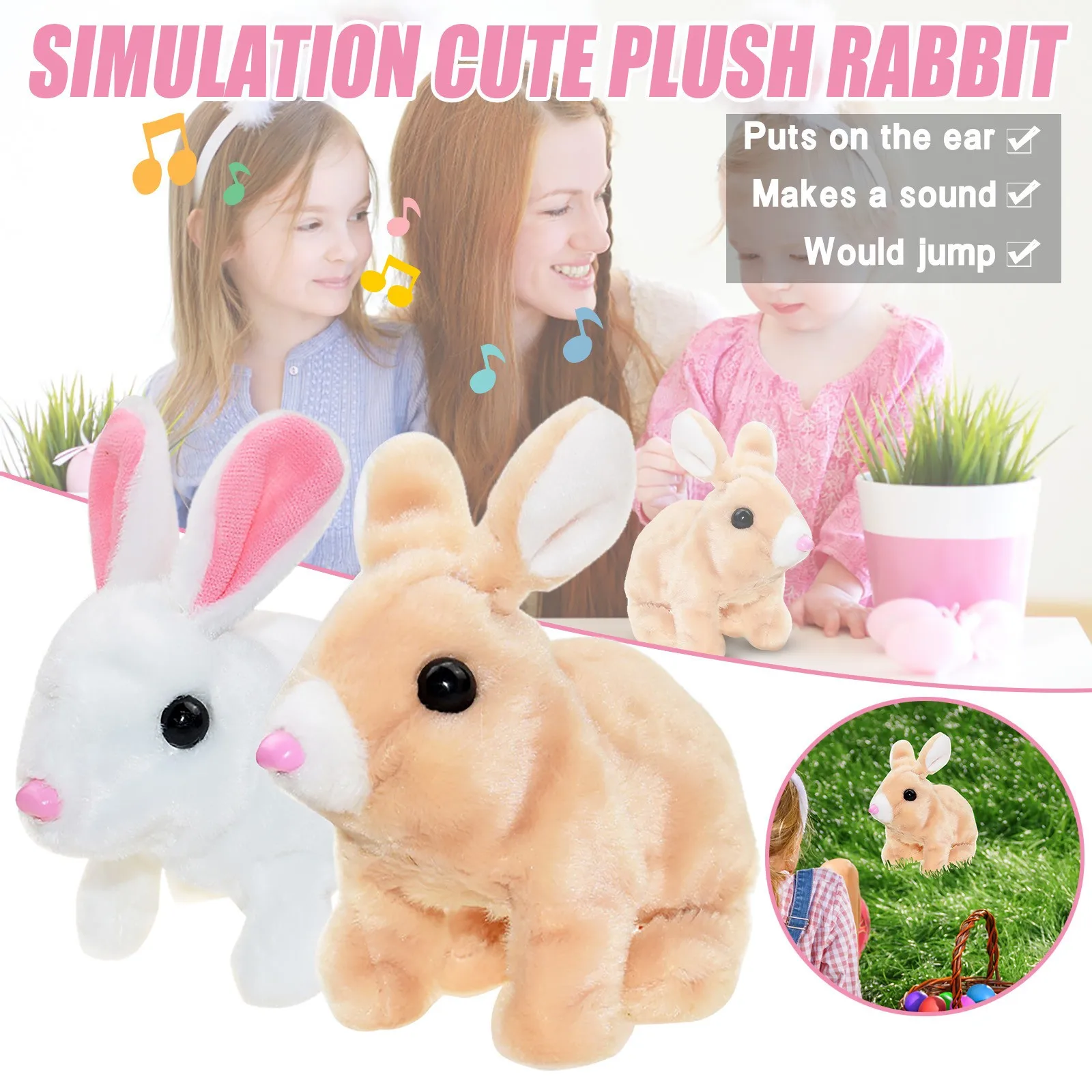 

Plush Electronic Bunny Kids Stand Jumping & Sound Interactive Rabbit Toy Gifts Animal Toys For Children Birthday Gifts Toys new