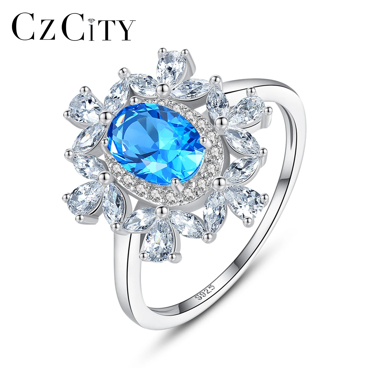 CZCITY Luxury 925 Sterling Silver Sky Blue/ Green Oval Topaz Brilliant Rings for Women Bridals Engagement Wedding Luxury Jewelry
CZCITY Luxury 925 Sterling Silver Sky Blue/ Green Oval Topaz Brilliant Rings for Women Bridals Engagement Wedding Luxury Jewelry
