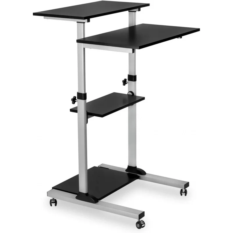 

Mount-It! Mobile Standing Desk/Height Adjustable Stand Up Computer Work Station | Rolling Presentation Cart with 27.5 Inch Wide