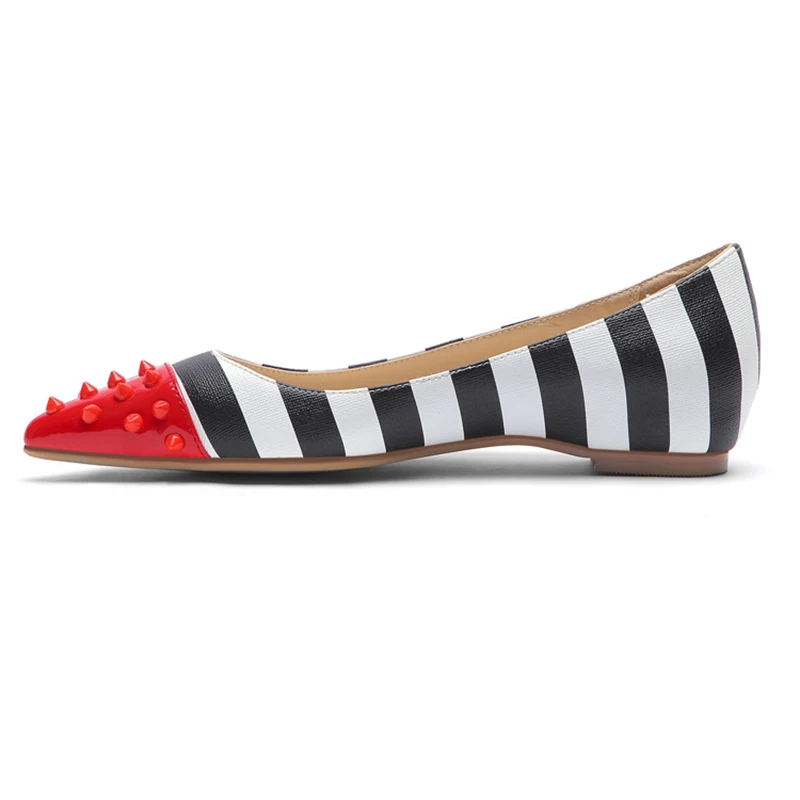 2023 Pointed Toe Flat Shoes for Women Zebra Flats Ladies Mixed Color Red Studs Pumps Black and White Stripe Shoes Large Size
2023 Pointed Toe Flat Shoes for Women Zebra Flats Ladies Mixed Color Red Studs Pumps Black and White Stripe Shoes Large Size