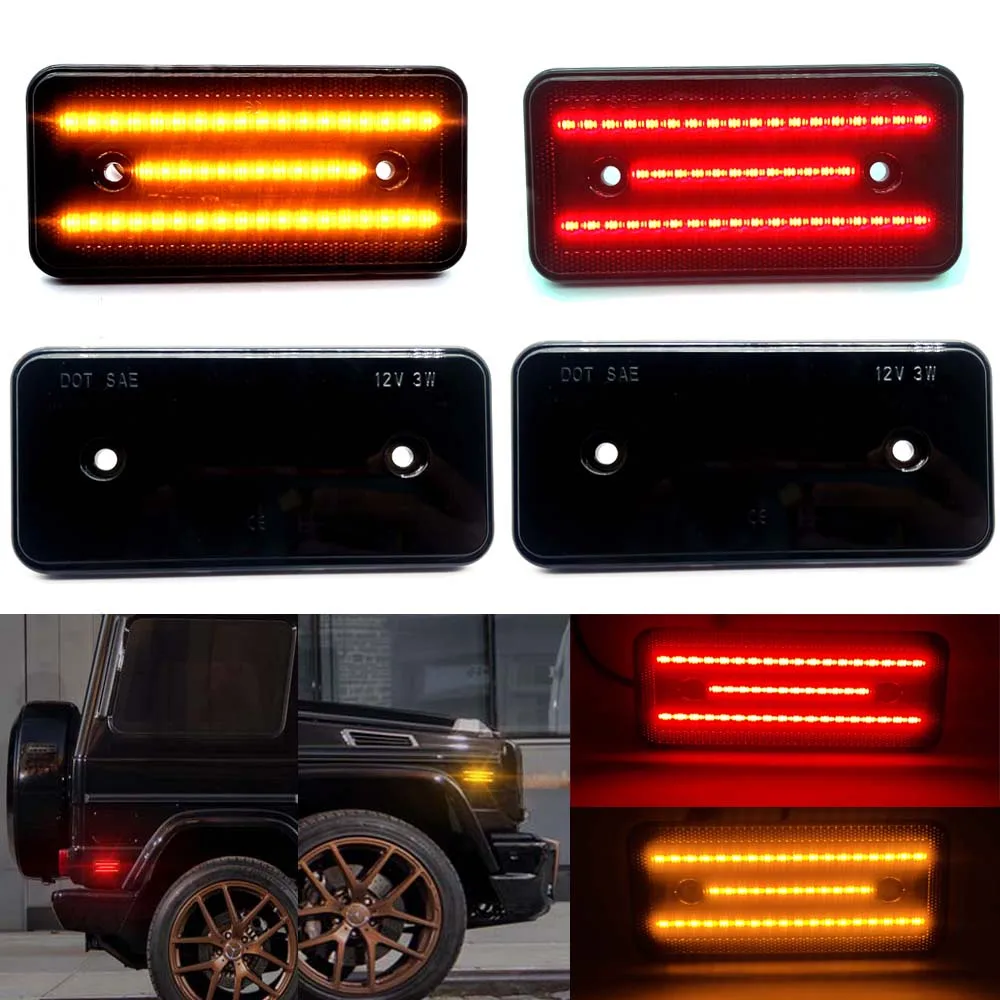 

For 2002-2014 Mercedes-Benz W463 G-Class G500 G550 G55 G63 AMG Front Amber Rear Red LED Side Marker Bumper Repeater Light Lamp