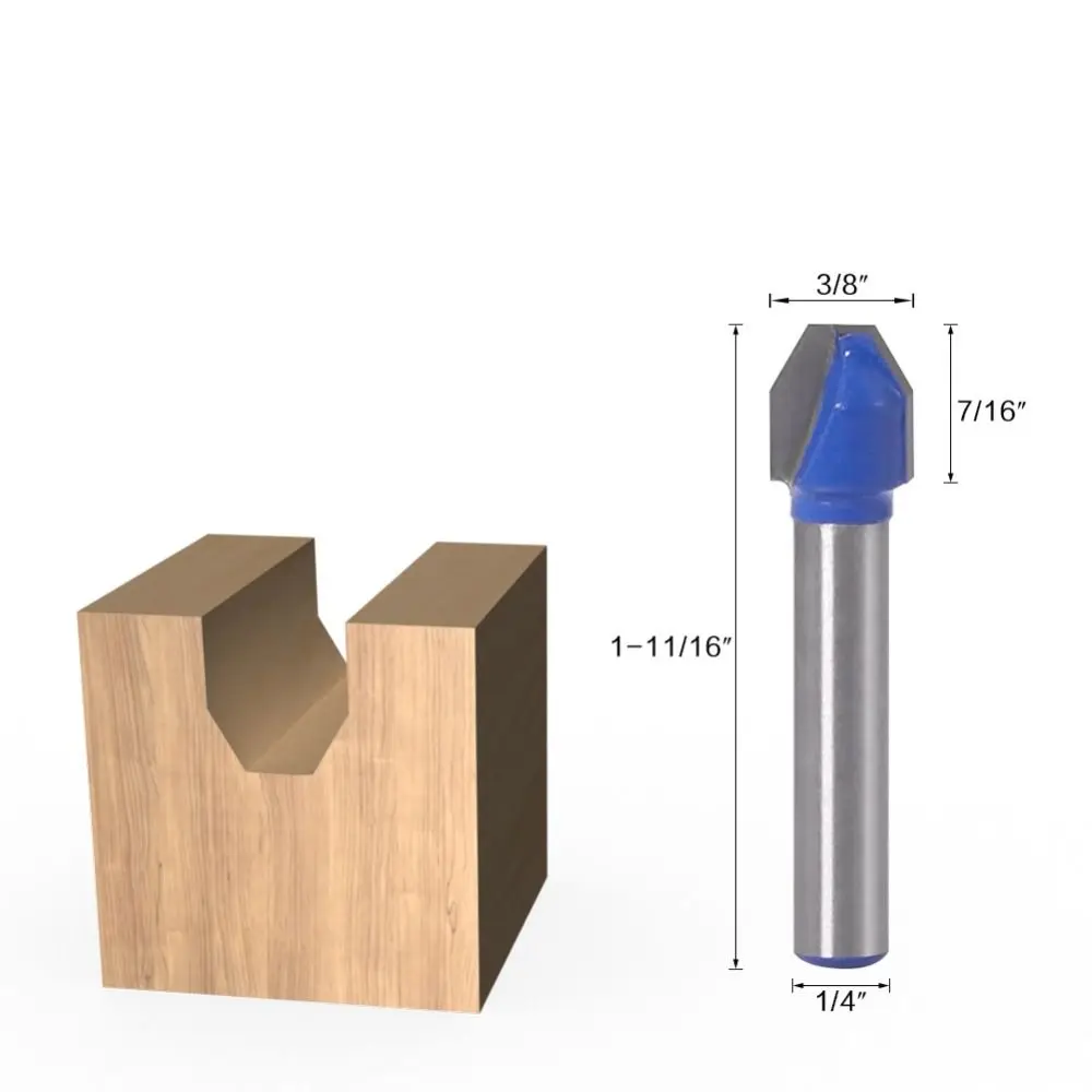1/4 Shank Router Bit High Efficiency 90 Degree Flat Bottom Trimming Bit V-Blade Slotting Cutter Woodworking
1/4 Shank Router Bit High Efficiency 90 Degree Flat Bottom Trimming Bit V-Blade Slotting Cutter Woodworking