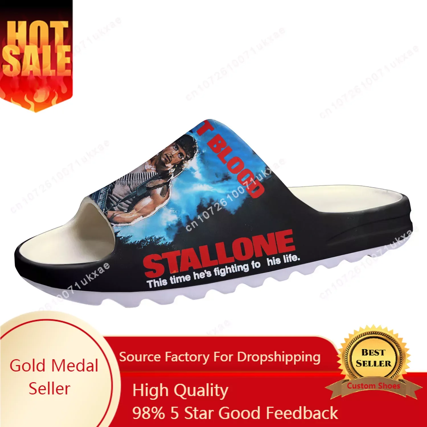 

first blood Movie Soft Sole Sllipers Home Clogs Customized Step On Water Shoes Mens Womens Teenager Step in Sandals