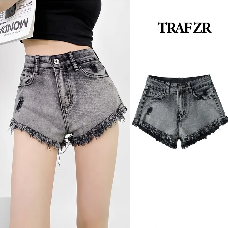 

TRAF ZR Short Denim Woman High Waist Shorts Women Women's Summer Hot Pants Spring 2024 Harajuku Gyaru Fashion Jean Jorts Jeans