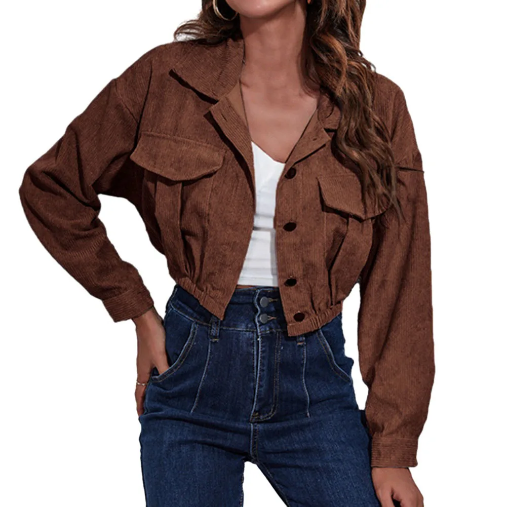 Casual Spring Corduroy Jacket For Women Solid Color Pockets Crop Tops Overcoat Outwear Vintage Jackets Coat Female Clothing
Casual Spring Corduroy Jacket For Women Solid Color Pockets Crop Tops Overcoat Outwear Vintage Jackets Coat Female Clothing