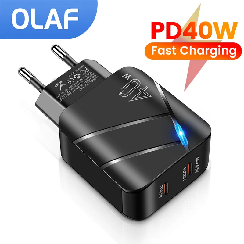 PD 40W USB C Charger 2 Ports Type C Charger Adapter For iPhone 14 13 12 Xiaomi Samsung Huawei QC 3.0 USB C Fast Charging Charger
PD 40W USB C Charger 2 Ports Type C Charger Adapter For iPhone 14 13 12 Xiaomi Samsung Huawei QC 3.0 USB C Fast Charging Charger