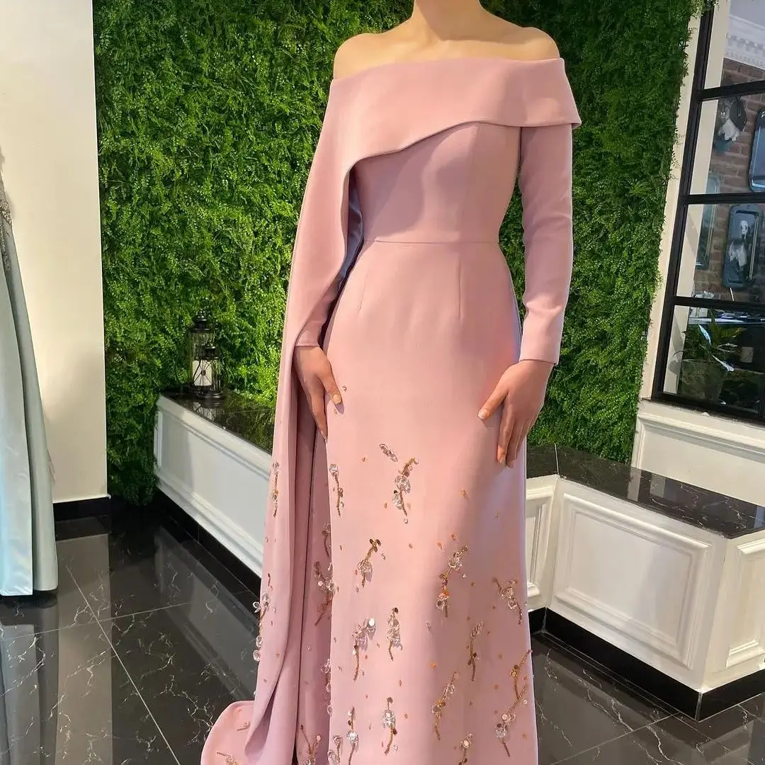 Женское атласное платье-русалка, длинное вечернее платье с вырезом лодочкой и боковой шалью, украшенное бусинами 
Женское атласное платье-русалка, длинное вечернее платье с вырезом лодочкой и боковой шалью, украшенное бусинами