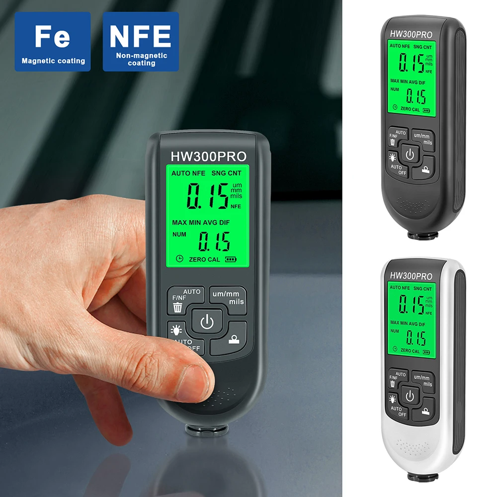 0-2000um HW-300 Fe and NFe probe Car Paint Coating Thickness Gauge Digital Electroplate Metal Coating Thickness Tester
0-2000um HW-300 Fe and NFe probe Car Paint Coating Thickness Gauge Digital Electroplate Metal Coating Thickness Tester