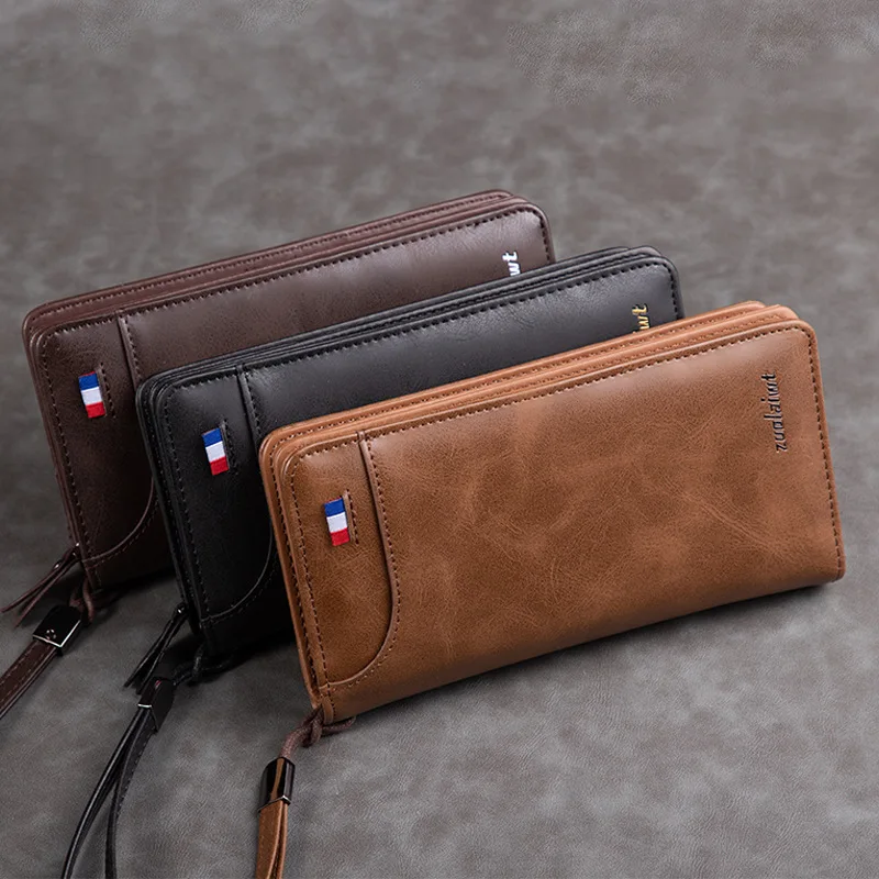 

Men's Long Zipper Mobile Phone Light Luxury New Wallet Clutch Leather Multi-Function Clutch Bag Integrated Card Holder