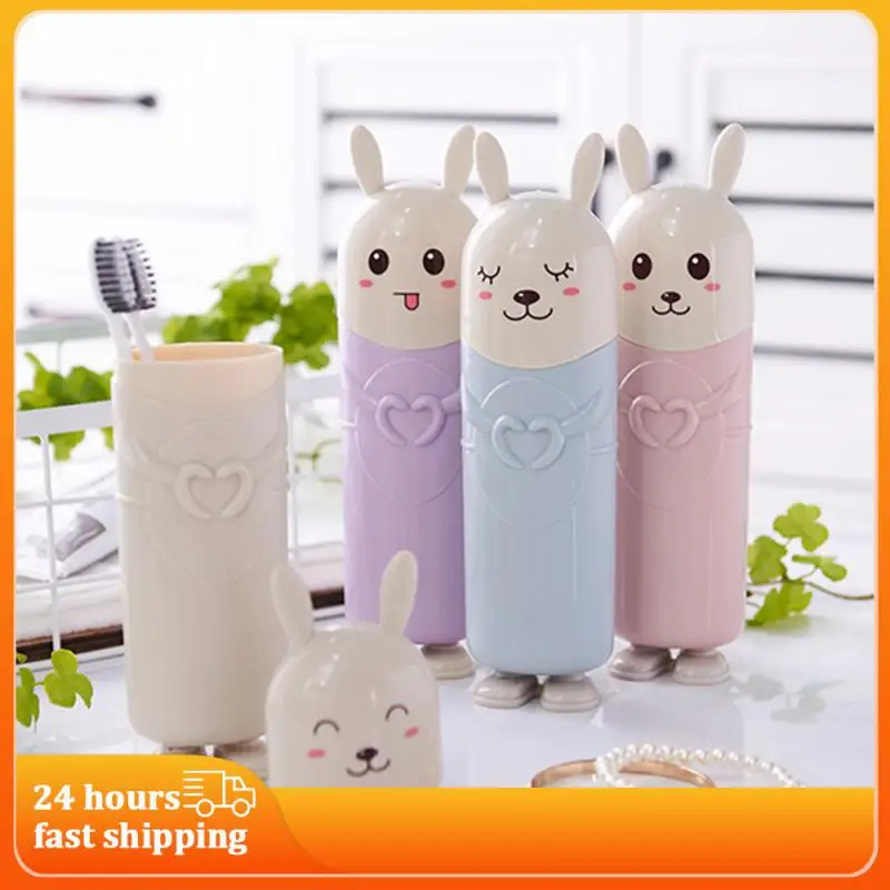 

Nordic Cute Rabbit Portable Tooth Brush Container Travel Organizer Toothbrush Toothpaste Holder Storage Box Plastic 2021