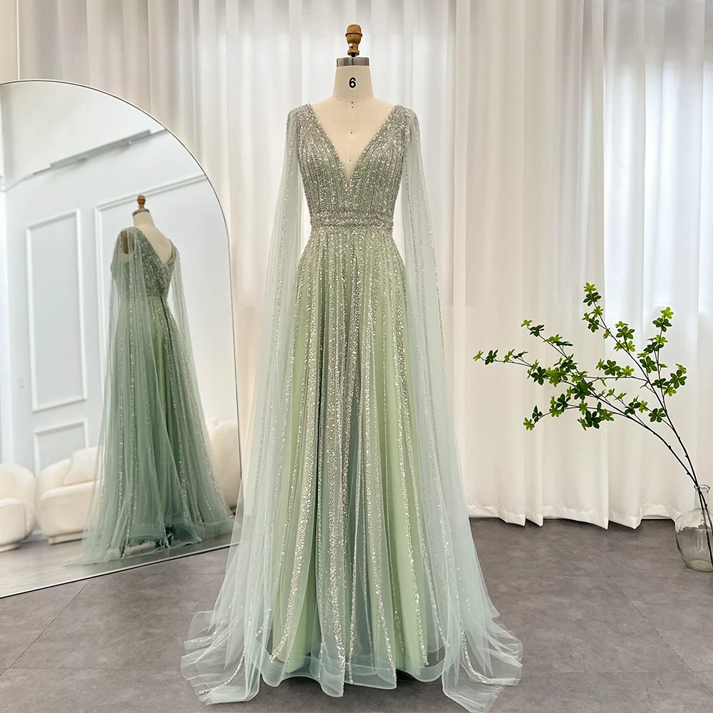 Luxury Blue Dubai Evening Dresses with Cape Sleeve Elegant Arabic Green Nude Prom Gown for Women Wedding Party 17 Mallzona S173df764958946eea148495418cb2f85L Luxury Blue Dubai Evening Dresses with Cape Sleeve Elegant Arabic Green Nude Prom Gown for Women Wedding Party Mallzona