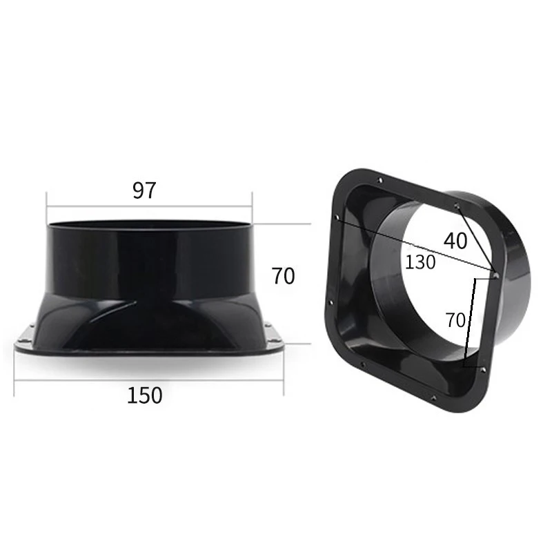 Vents Parts Duct Connector Bathroom Kitchen ABS Plastic Black For 100-300mm Dia Lightweight Square Flange 1pcs
Vents Parts Duct Connector Bathroom Kitchen ABS Plastic Black For 100-300mm Dia Lightweight Square Flange 1pcs