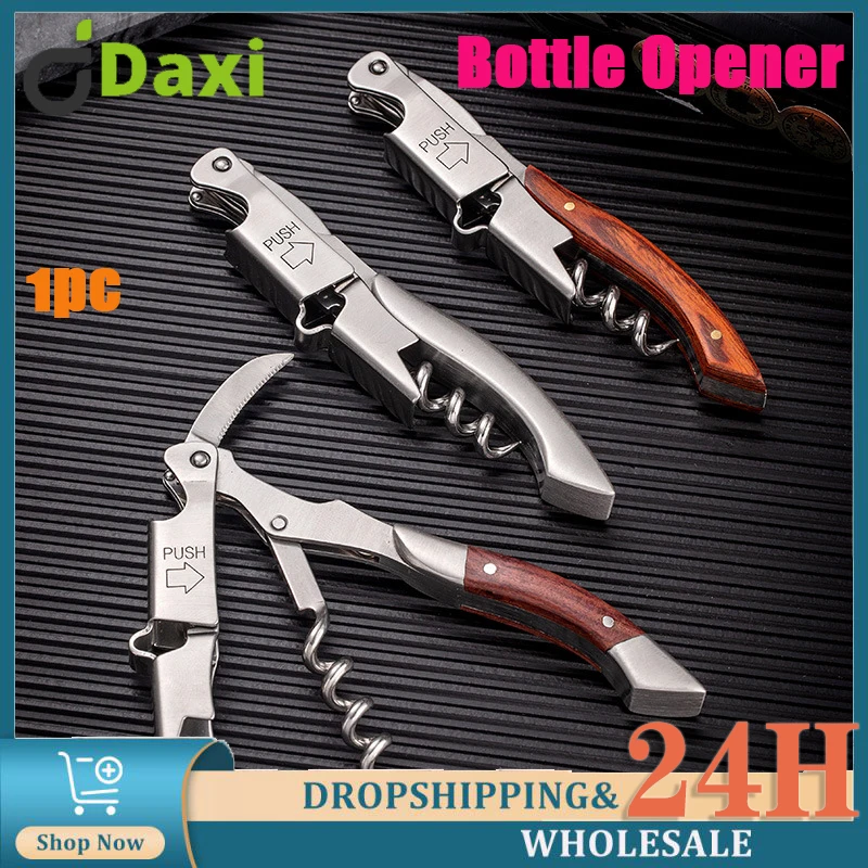 Stainless Steel Bottle Opener Portable Multifunction Screw Corkscrew Wood Handle Household Wine Opener Bar Kitchen Accessories
Stainless Steel Bottle Opener Portable Multifunction Screw Corkscrew Wood Handle Household Wine Opener Bar Kitchen Accessories
