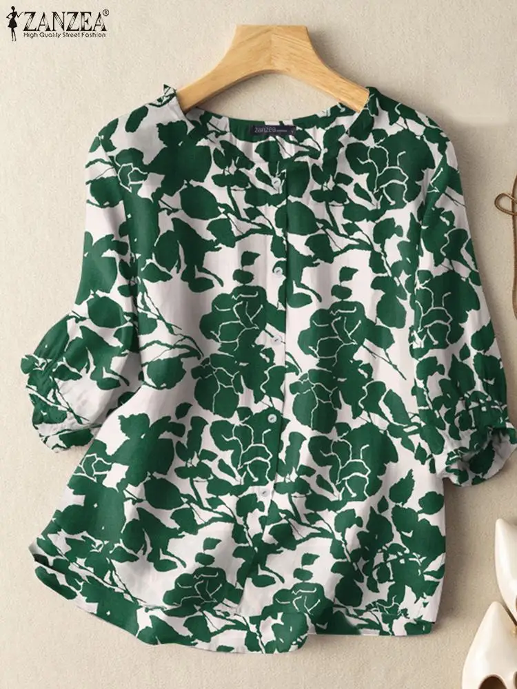 ZANZEA Summer Floral Printed Blouse Fashion 3/4 Sleeve Shirt Casual Holiday Ruffles Tops Elegant O Neck Loose Chemise Oversized
ZANZEA Summer Floral Printed Blouse Fashion 3/4 Sleeve Shirt Casual Holiday Ruffles Tops Elegant O Neck Loose Chemise Oversized