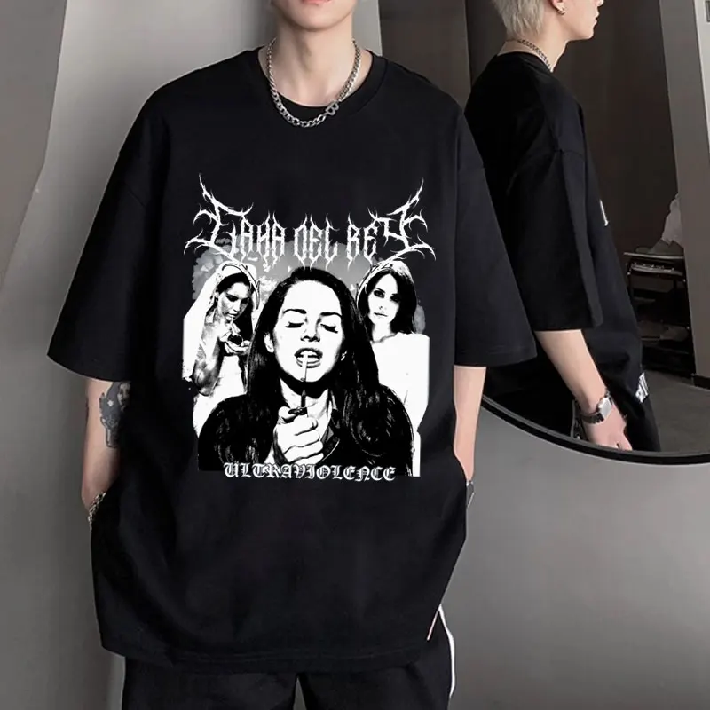 

Lana Del Rey Vintage T-Shirt Rapper Hip Hop Harajuku Short Sleeve T Shirts Fashion Oversized Cotton T Shirt Gothic Streetwear