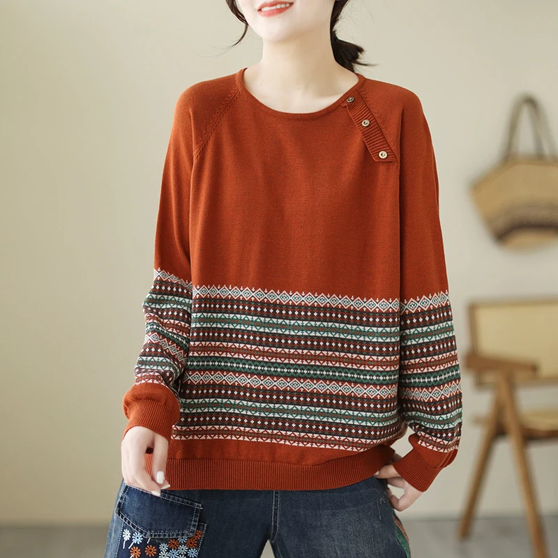 New Sweaters Fashion Clothes Women Casual Striped Jacquard Sweaters Ladies Vintage Loose Female Knitwear Pullover Tops
New Sweaters Fashion Clothes Women Casual Striped Jacquard Sweaters Ladies Vintage Loose Female Knitwear Pullover Tops