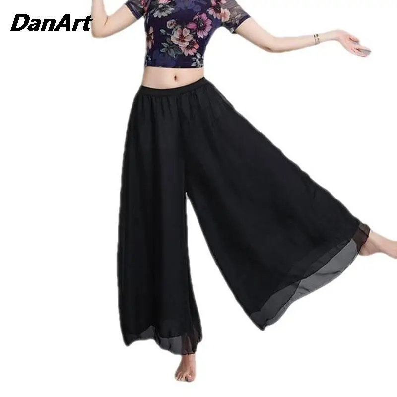 

Chinese Style Classical Modern Dance Pants Skirt Women Wide Leg Pants Lady Gauze Trousers Performance Costumes Oriental Dance