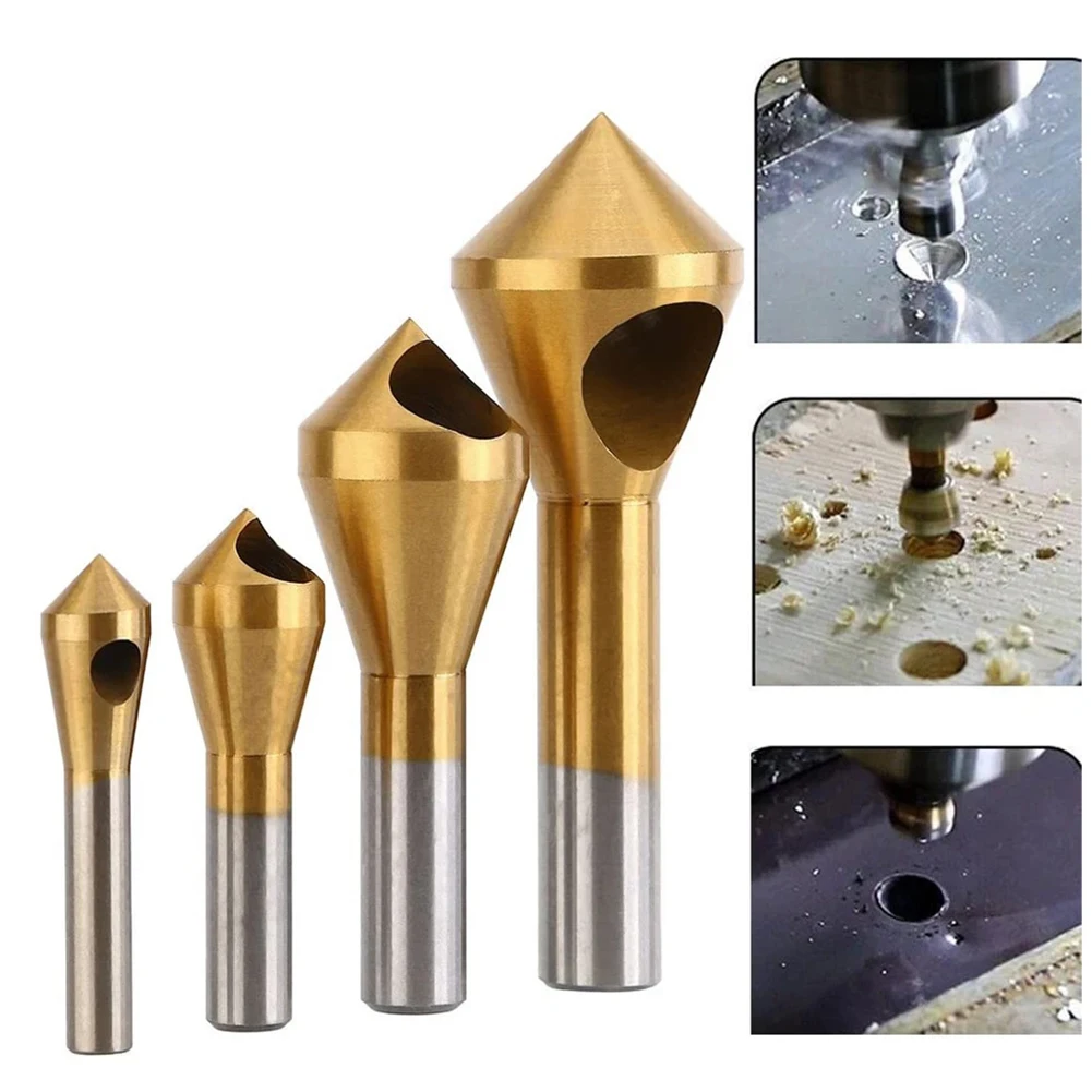 

1pc Titanium-Plated Coated Countersink Drill Bit Deburring Drill Taper Hole Cutter Countersunk Head Chamfering Tools 2-20