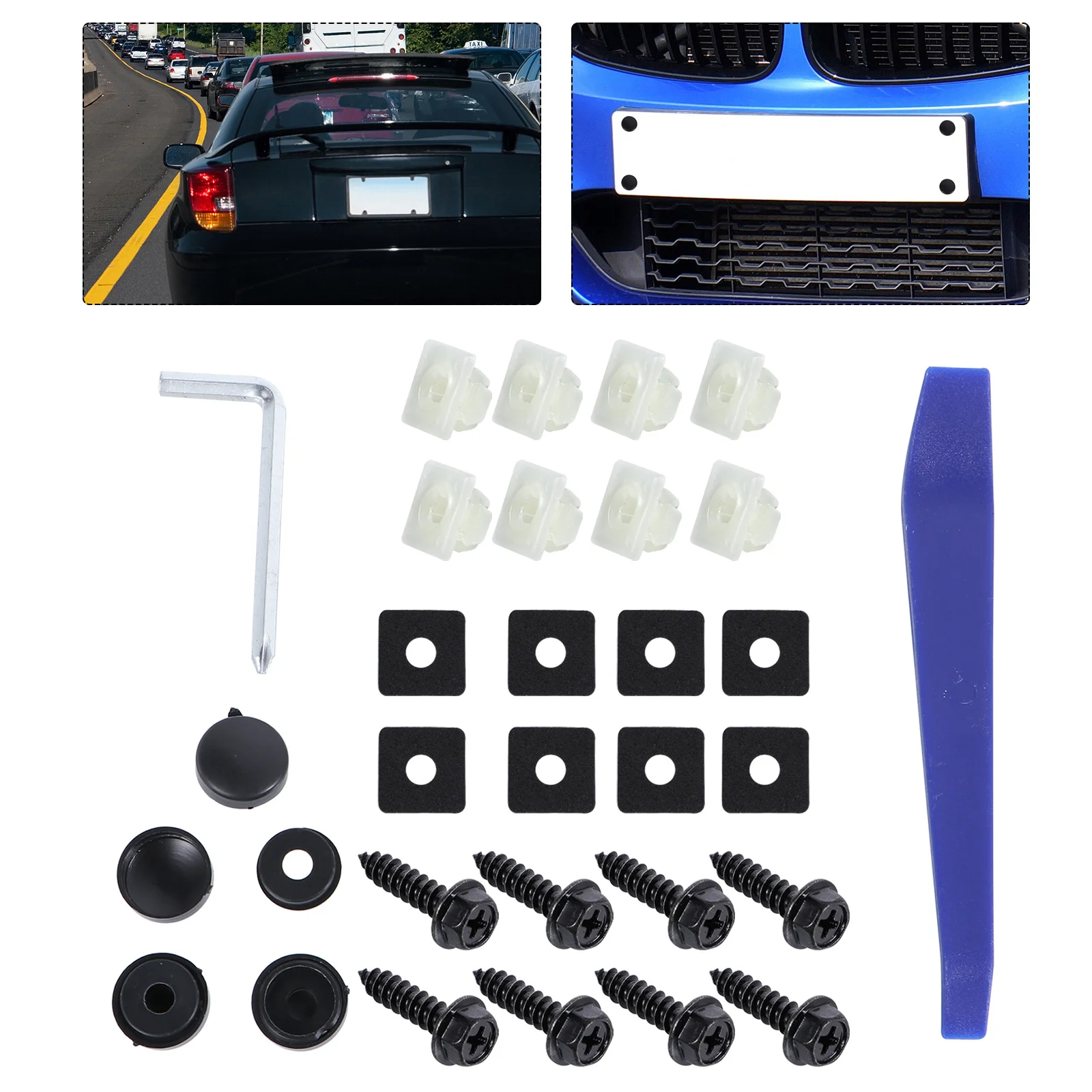 

1 Set License Plate Screws Fastener Kit Stainless Steel Screws for Fastening Bolt