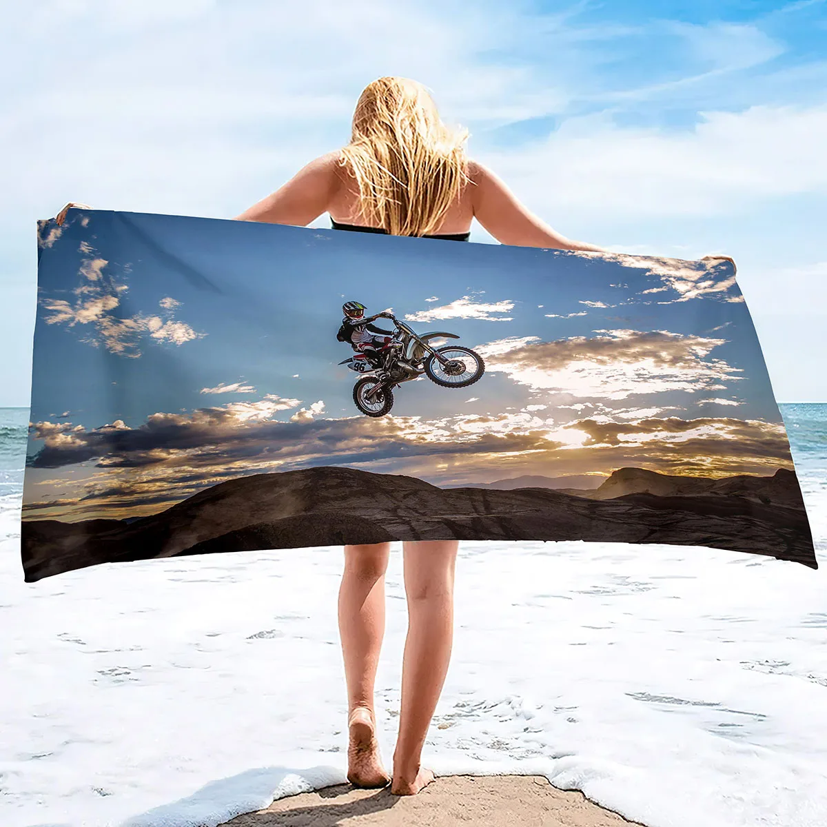 

Microfiber Beach Towel, Motorcycle Quick Dry Towel Sand Free Blanket, Lightweight Absorbent Oversized Large Hand Towels