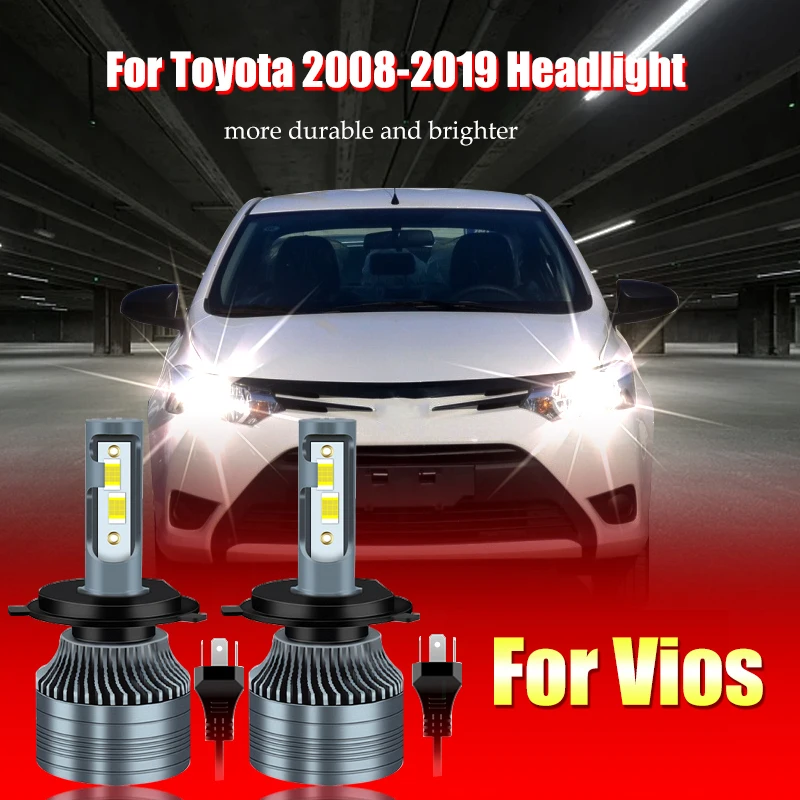 

2pc LED For Toyota Vios year （RB) 2008-2019 (Head Lamp) - Headlight 6000K Bulbs Kit Replace Halogen