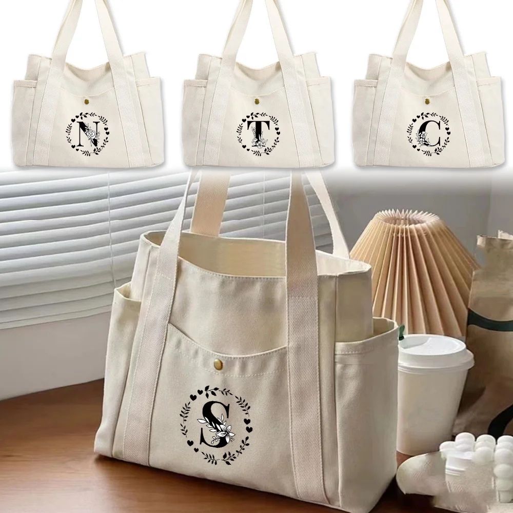 

Multi Functional Canvas Shoulder Bags Fashionable Women's Handbag Shopping Bags Garland Letter Series Simplicity Shoulder Bag