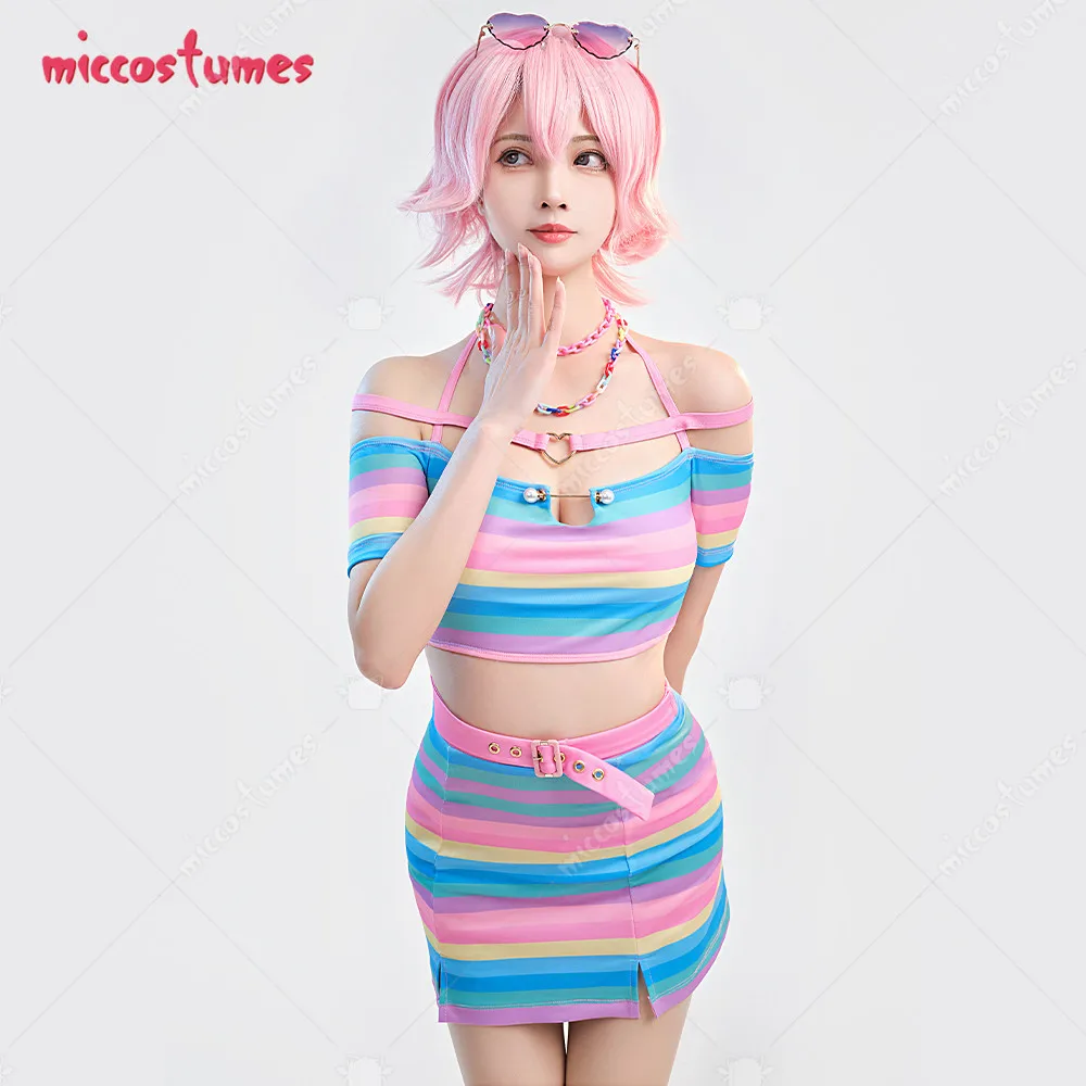 Women Iridescence Rainbow Stripe Swimwear Off-the-shoulder Bathing suit Halter Top and Shorts Bikini Sets Women Iridescence Rainbow Stripe Swimwear Off-the-shoulder Bathing suit Halter Top and Shorts Bikini Sets