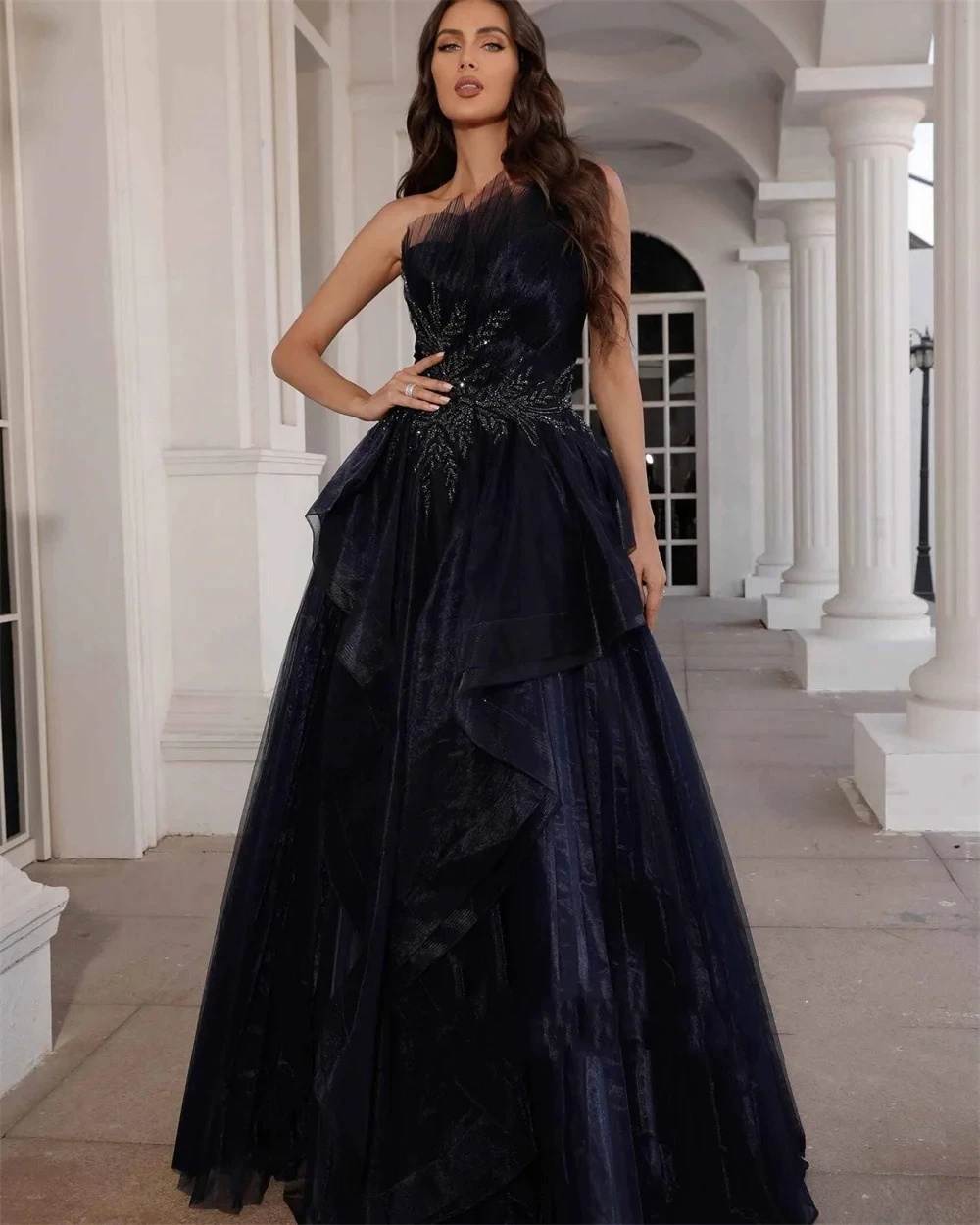 Deep Blue A-Line Exquisite Evening Dresses 2024 New Ruffles Appliques Lace Party Prom Gowns Elegant Backless Vestidos De Fiesta
Deep Blue A-Line Exquisite Evening Dresses 2024 New Ruffles Appliques Lace Party Prom Gowns Elegant Backless Vestidos De Fiesta