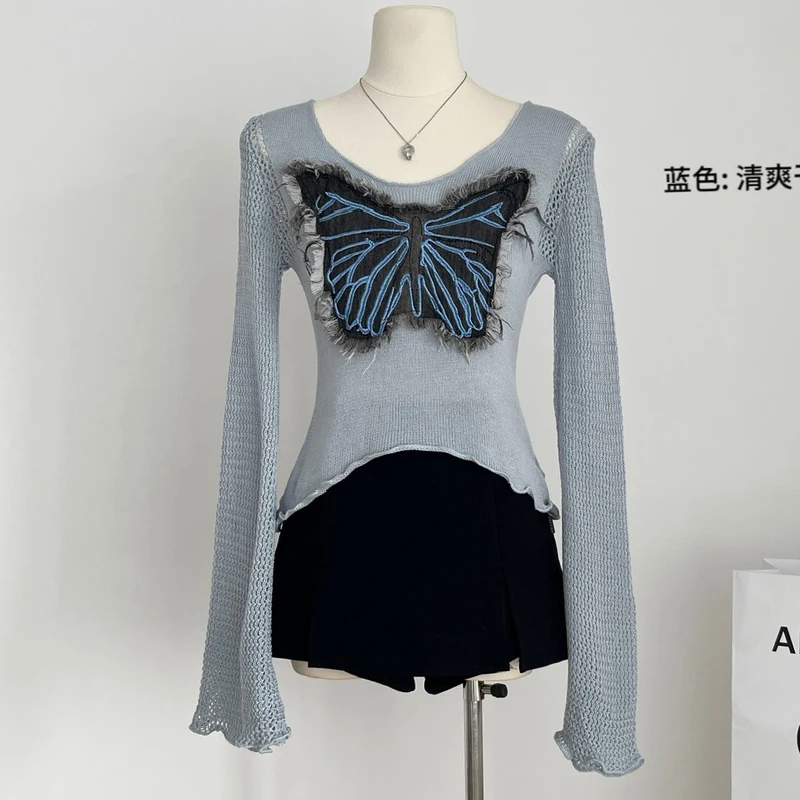 QOERLIN Butterfly Patchwork Hollow Out T-Shirts Women Streetwear Slim Tops Flare Sleeve 2023 Knitwear Sweater Girls Shirts
QOERLIN Butterfly Patchwork Hollow Out T-Shirts Women Streetwear Slim Tops Flare Sleeve 2023 Knitwear Sweater Girls Shirts