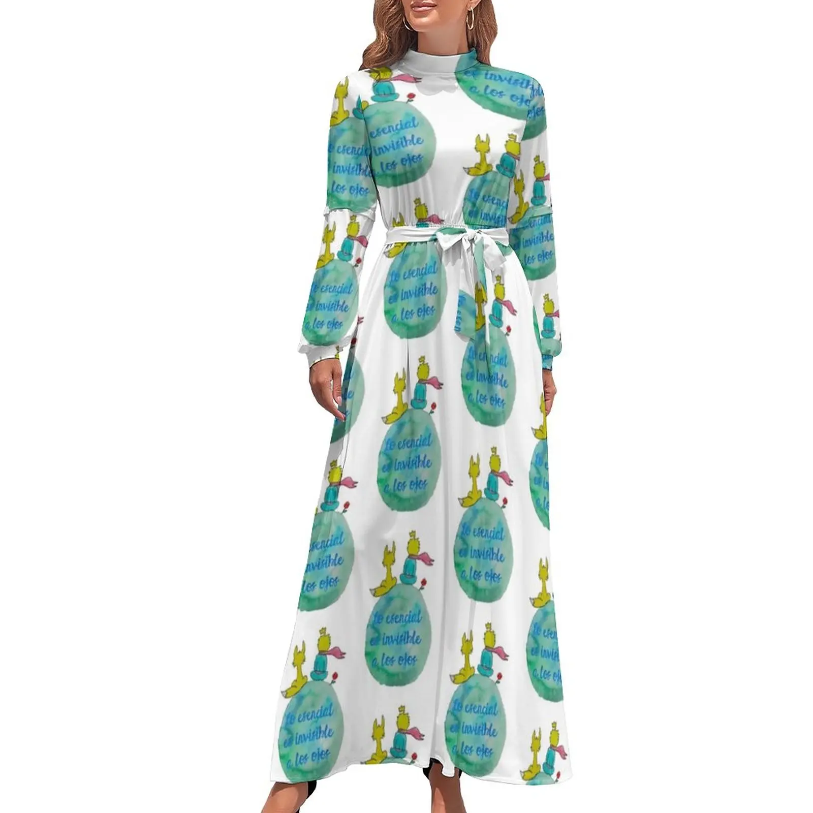 

Little Prince Dress High Waist Invisible To The Eyes Design Boho Beach Dresses Long-Sleeve Streetwear Long Maxi Dress Clothing