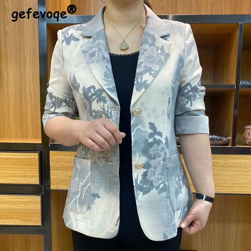 Spring Autumn New Floral Print Blazer Women Elegant Fashion 3/4 Sleeve Suit Female Single Breasted Coat Casual Jacket Outwear
Spring Autumn New Floral Print Blazer Women Elegant Fashion 3/4 Sleeve Suit Female Single Breasted Coat Casual Jacket Outwear