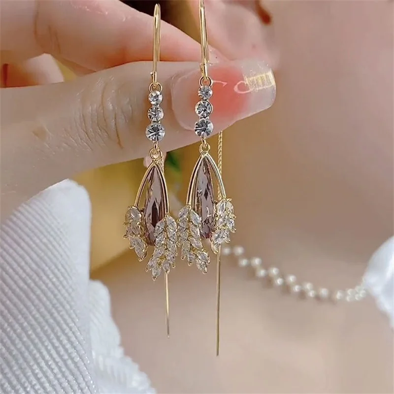 Luxury Zircon Long Tassel Golden Earrings for Women Exquisite Flower Leaf Water Drop Earring Wedding Party Valentine's Day Gifts 20 Mallzona S174e623fd1134318965487133b4776d4E Luxury Zircon Long Tassel Golden Earrings for Women Exquisite Flower Leaf Water Drop Earring Wedding Party Valentine's Day Gifts Mallzona