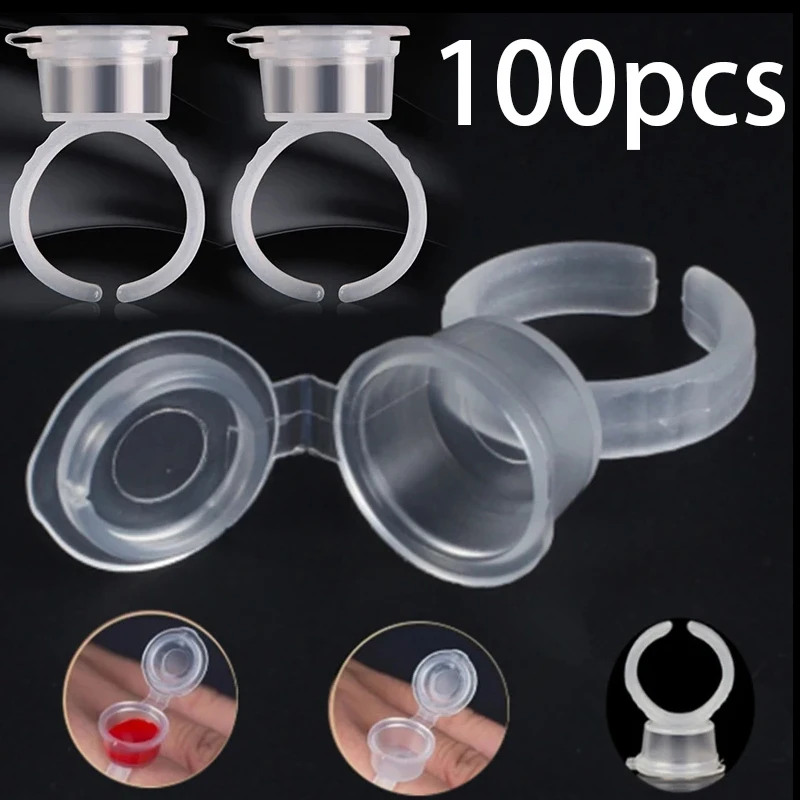 

50pcs Tattoo Ink Ring Cups Tattoo Supplies Disposable Permanent Makeup Eyebrow Lip Tool Accessories Microblading Pigment Cup Cap