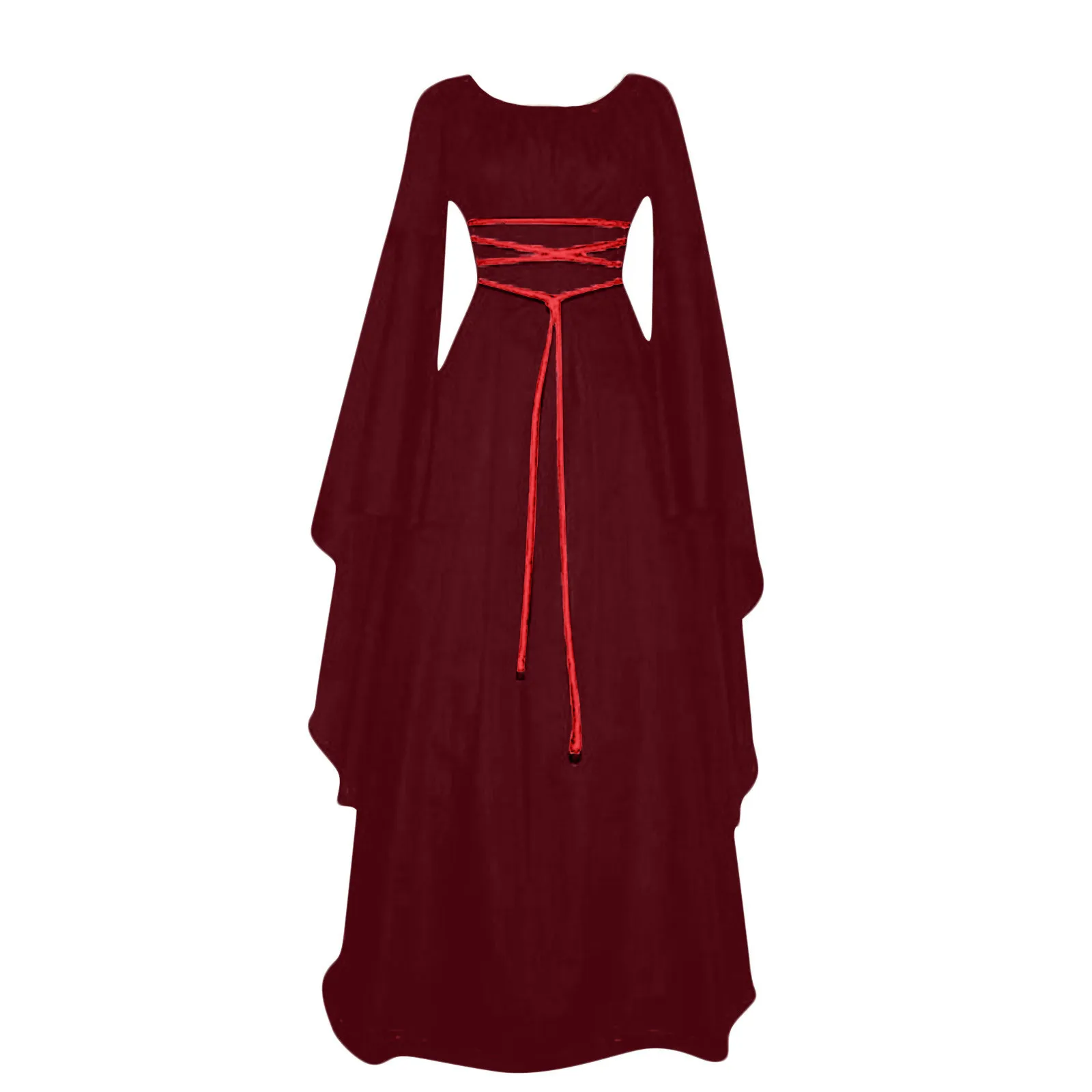 

Женское асимметричное платье с длинным рукавом и круглым вырезом, с поясом, костюм на Хэллоуин, платья для торжеств, вечернее платье, свободное женское платье