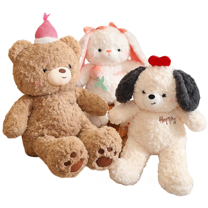 

New Lovely Creative Party Animal Series Dog Bear Rabbit Soft Plush Toys Accompany Dolls Girls Kids Birthday Festival Presents