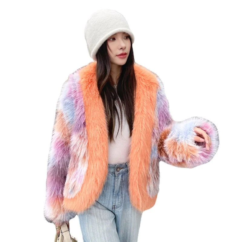 New Faux Fur Coat Autumn and Winter Clothing European and American Tie-dye Imitation Tuscan Holiday Stitching White Toca
New Faux Fur Coat Autumn and Winter Clothing European and American Tie-dye Imitation Tuscan Holiday Stitching White Toca