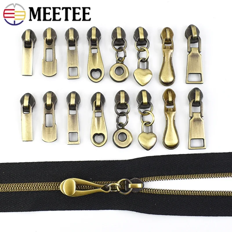 

20/50Pcs 3# Brass Zipper Slider Head For Nylon Zippers tape Bag Clothes Decorative Zips Puller Repair Kit DIY Sewing Accessories