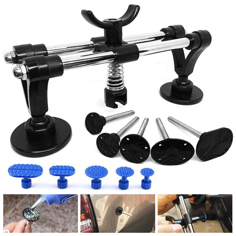 

Auto Body Repair Tool Kit Car Dent Puller with Double Pole Bridge Dent Puller Glue Puller Tabs for Automotive Dent Removal