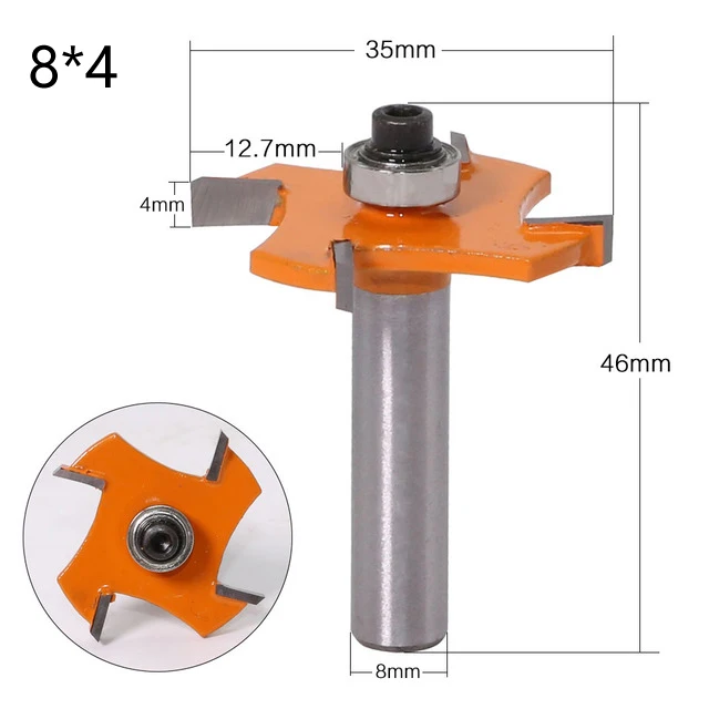 

1pc 8mm Shank T Type Router Bit Bearings Wood Milling Cutter With Bearing For Wood/drawer Tenon Joint Woodworking Tools