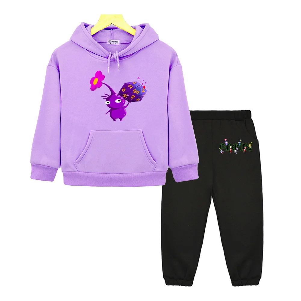 

Фиолетовый пикмин мультфильм наборы Аниме толстовки флисовые свитшоты детская эксклюзивная Одежда Осенние кавайные пуловеры куртка для мальчиков и девочек