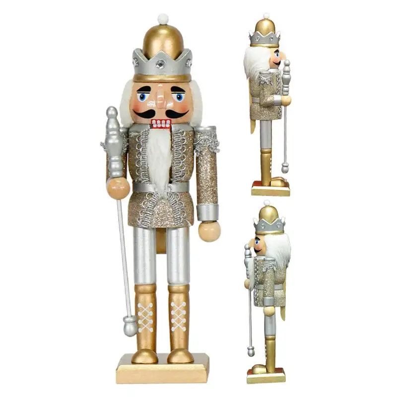 

Nutcracker Soldier Hand Painted Children Christmas Gift Holiday Decoration Pendant Glittering Powder Ornament King Figures
