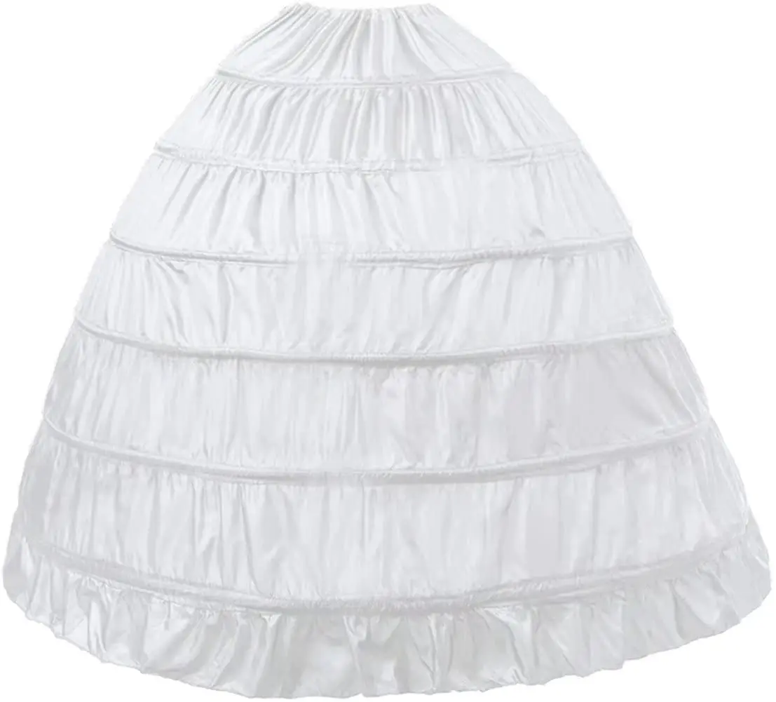 

Women Crinoline Petticoat Full A-line 6 Hoop Skirt Floor Length Ball Gown Underskirt Slips for Bridal Wedding Dress