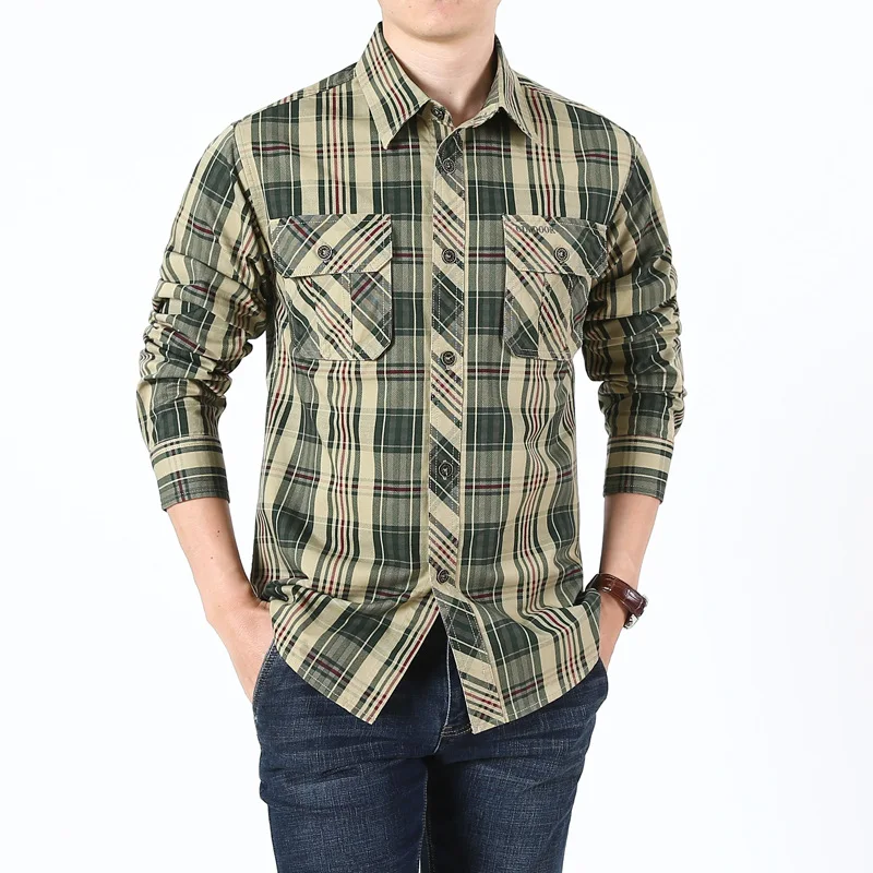 2023 Men Fashion Cotton Striped Plaid Shirt Spring Long Sleeve Lapel Pocket Streetwear Vintage Casual Loose Tops
2023 Men Fashion Cotton Striped Plaid Shirt Spring Long Sleeve Lapel Pocket Streetwear Vintage Casual Loose Tops