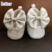

Dollbling Rhinestones Baby Girl shoes First Walker Headband set Sparkle Angle Wing Crystal Princess Shoes Baby Shower Gift