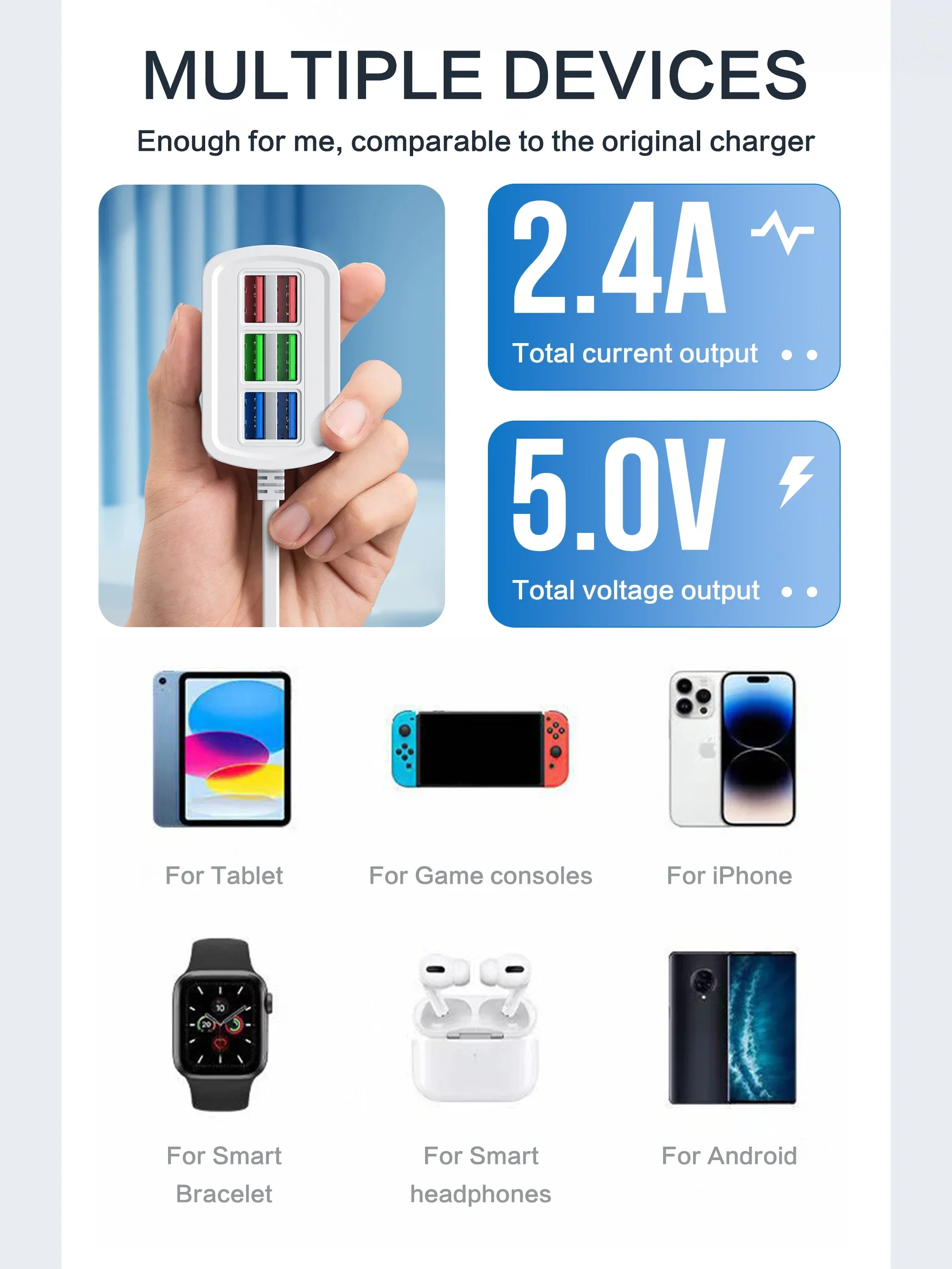 USB Power Strip Phone Charger Multi 6 Ports Universal Adapter Fast Quick Charging Head Socket Wall Charger Socket HUB Splitter USB Power Strip Phone Charger Multi 6 Ports Universal Adapter Fast Quick Charging Head Socket Wall Charger Socket HUB Splitter