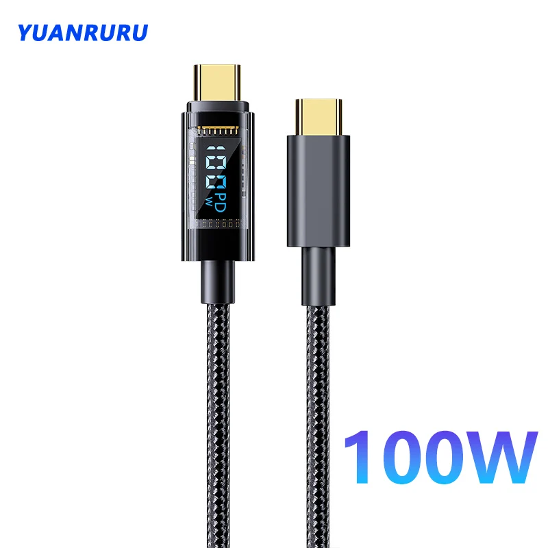 

Кабель USB C-Type C 100 Вт, шнур для быстрой зарядки Huawei, Honor, Xiaomi, Samsung, кабель для передачи данных, кабель 1,2 м, 2 м, кабель для передачи данных