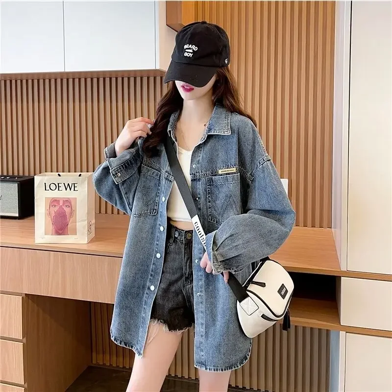 

Spring Denim Coat Female 2023 New Korean Version of The Foreign Style with Lazy Wind Jacket FREE8989