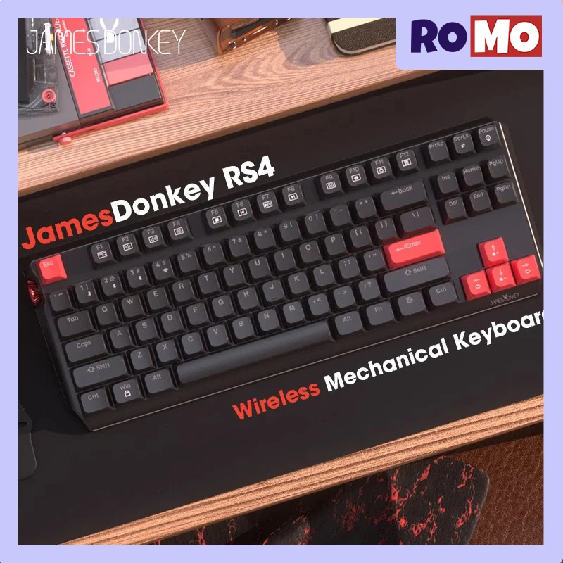 

James Donkey Rs4 Three Mode Bluetooth Mechanical Keyboard 87key Gasket Hot Swap Gaming Keyboard Rgb Pbt N-key Rollover Keyboard