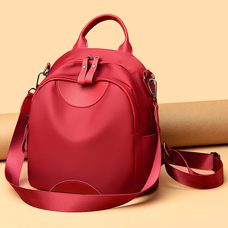

Рюкзак из ткани Оксфорд, вместительный Многофункциональный ранец черного и красного цвета для молодых девушек и путешествий
