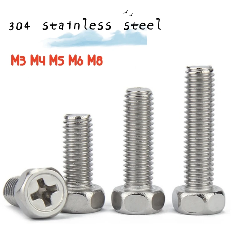 3-50PcsM3 M4 M5 M6 M8 304 A2 Stainless Steel Cross recess External Hexagon Screw Cylinder Outer Hexagon Screw Cross Groove Screw
3-50PcsM3 M4 M5 M6 M8 304 A2 Stainless Steel Cross recess External Hexagon Screw Cylinder Outer Hexagon Screw Cross Groove Screw